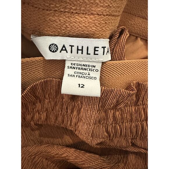Athleta Echo Wide Leg Crop Pants Woman's Size 12 Orange Ribbed Stretchy Pockets - Picture 6 of 10